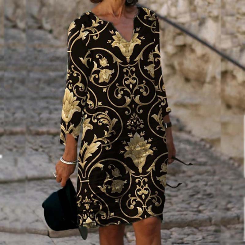 Summer Printed Loose Bamboo Fiber Linen Floral Short Sleeved Women
