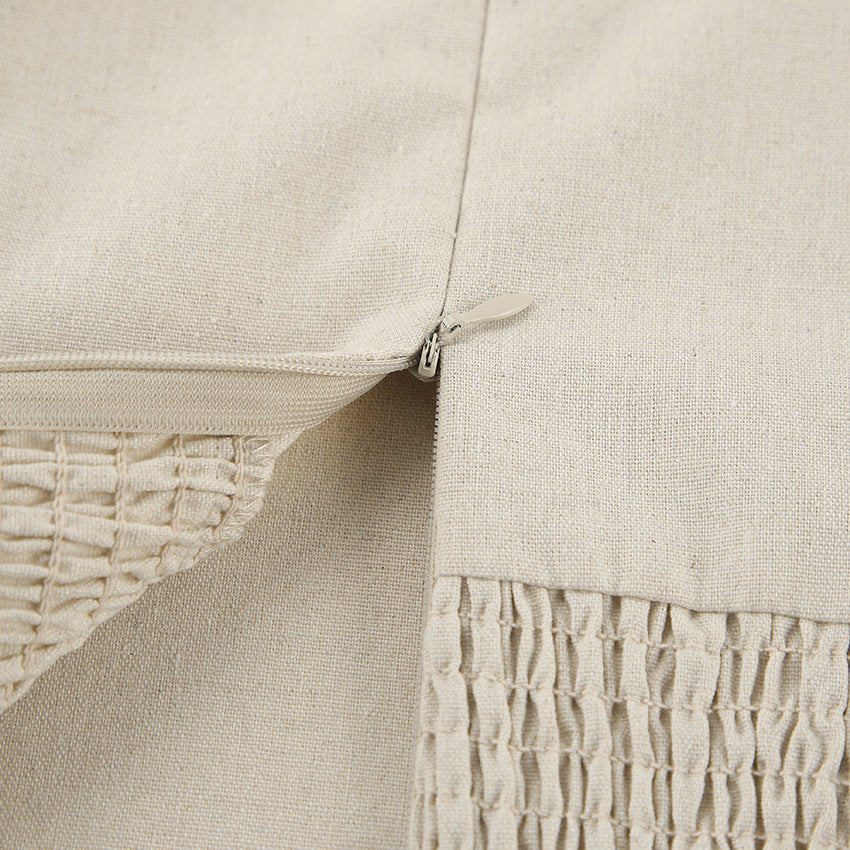 2026 NEW SUMMER Linen Women's High-Waisted Strapless Backless Patchwork Pocket Dress Lightweight Casual Vacation Dress With Smooth Texture, Solid Color Long Dress For Summer