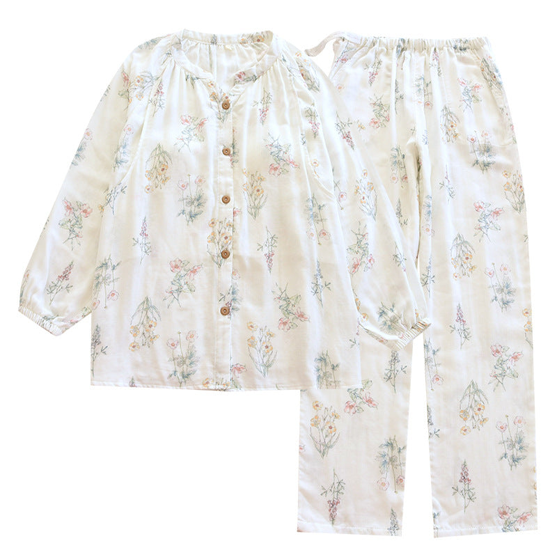 Bamboo Fiber With Chest Pad Confinement Clothing Pregnant Postpartum Nursing Clothing Long Sleeve Home Wear Printing