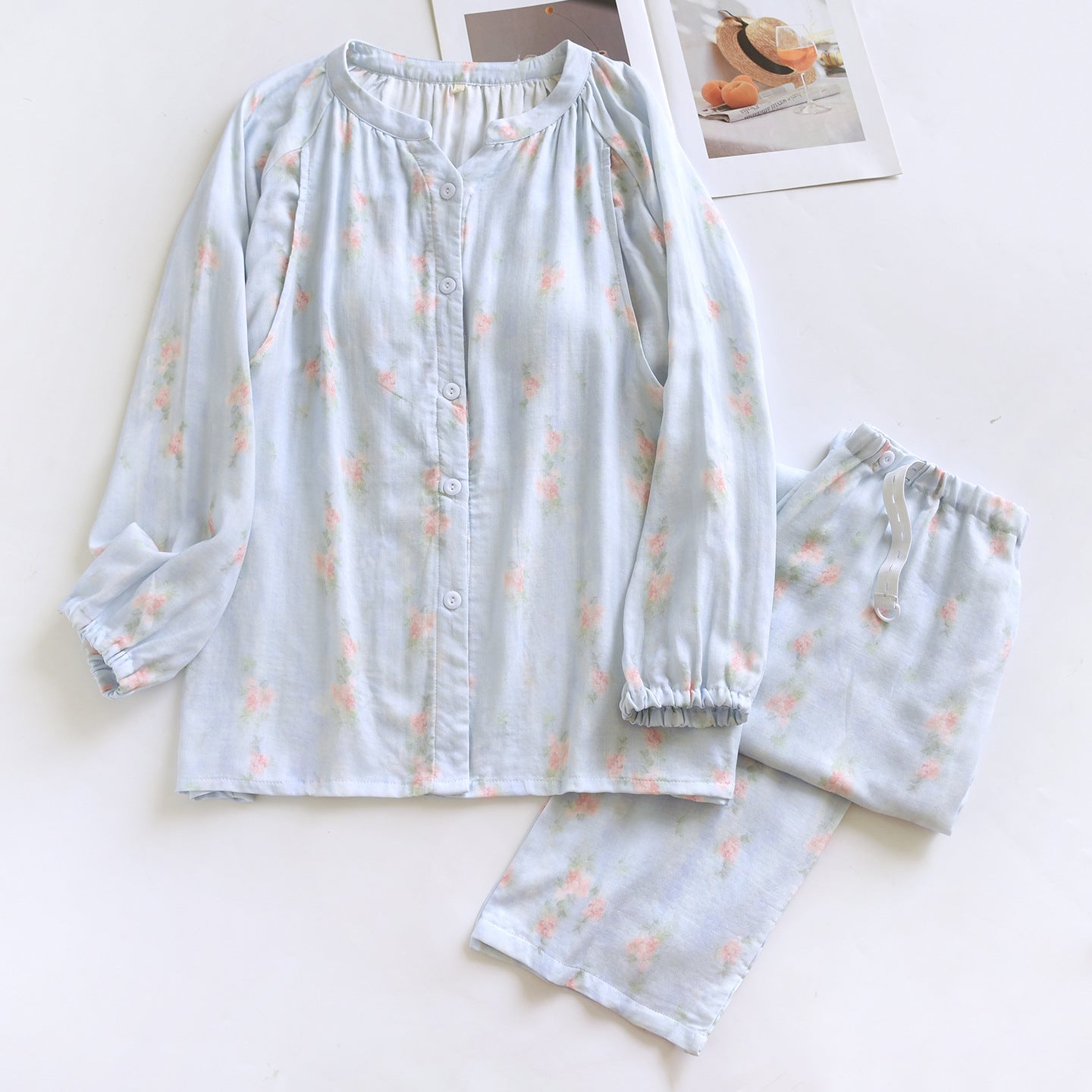 Bamboo Cotton Yarn With Chest Pad Confinement Clothing Summer Thin Long Sleeves