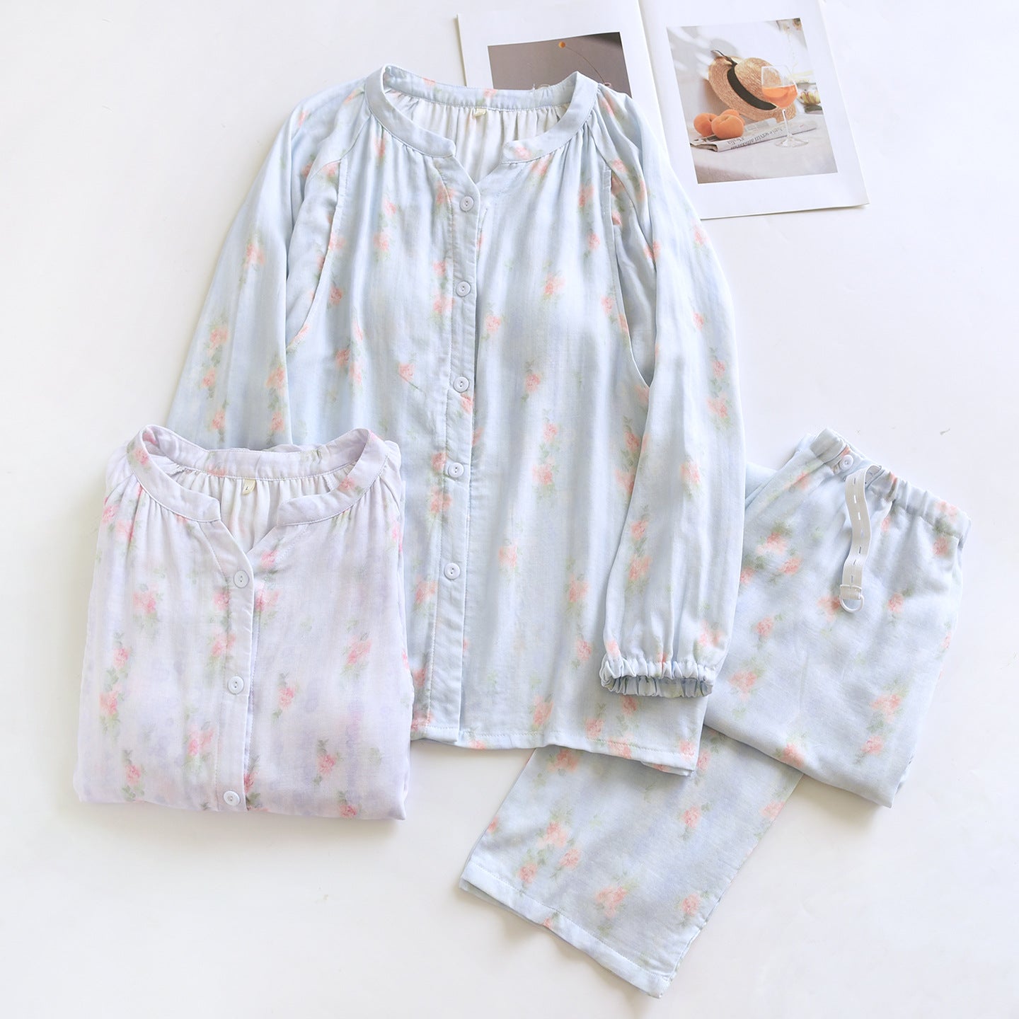 Bamboo Cotton Yarn With Chest Pad Confinement Clothing Summer Thin Long Sleeves