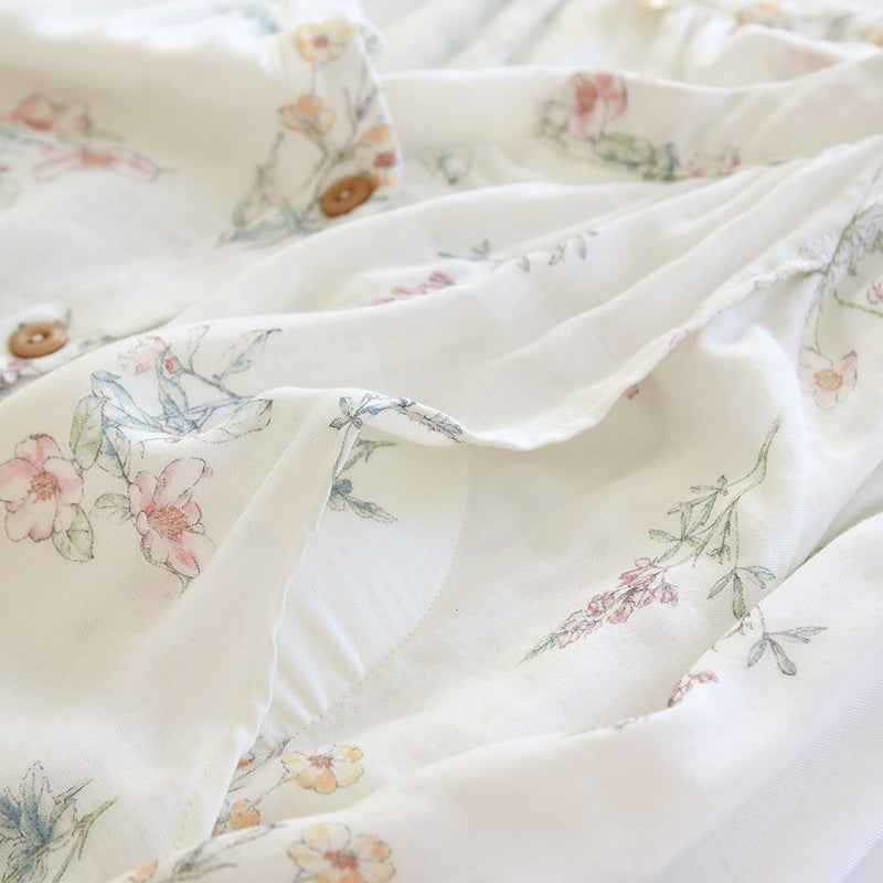 Bamboo Fiber With Chest Pad Confinement Clothing Pregnant Postpartum Nursing Clothing Long Sleeve Home Wear Printing