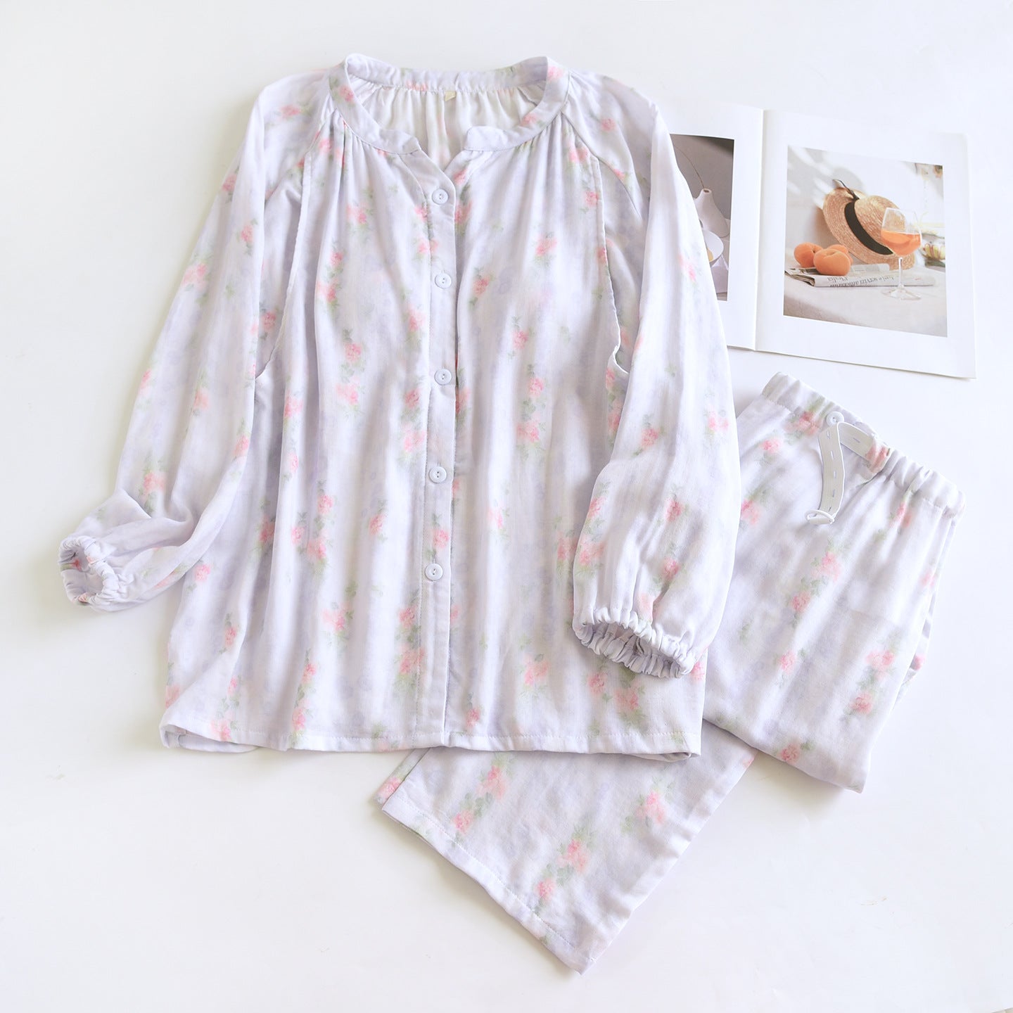 Bamboo Cotton Yarn With Chest Pad Confinement Clothing Summer Thin Long Sleeves