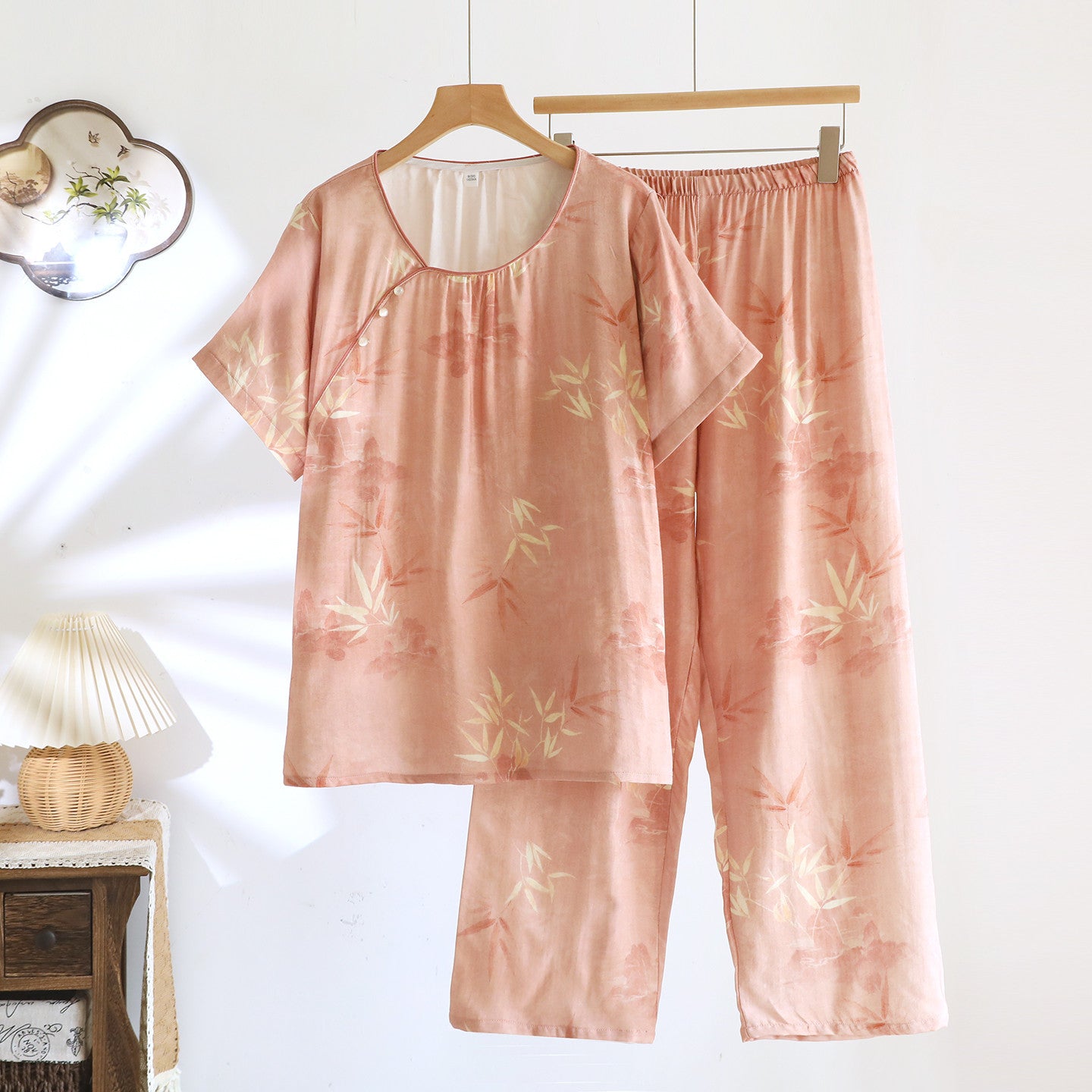 Bamboo Cotton Double-layer Gauze Pajamas For Women Thin Homewear Suit