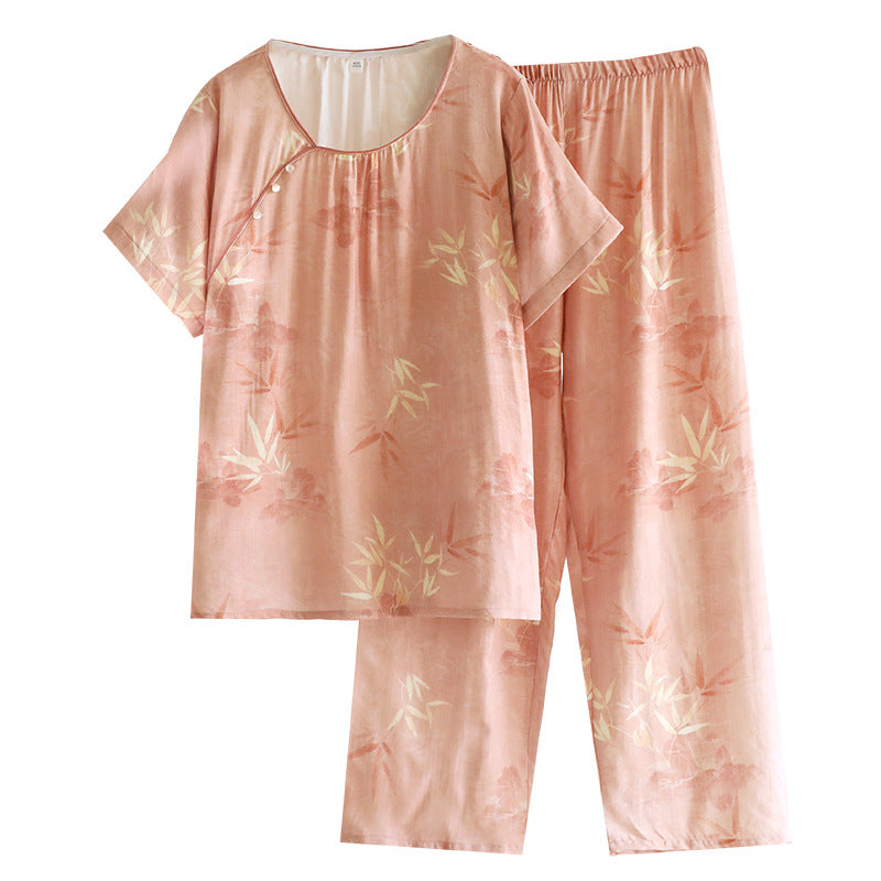 Bamboo Cotton Double-layer Gauze Pajamas For Women Thin Homewear Suit
