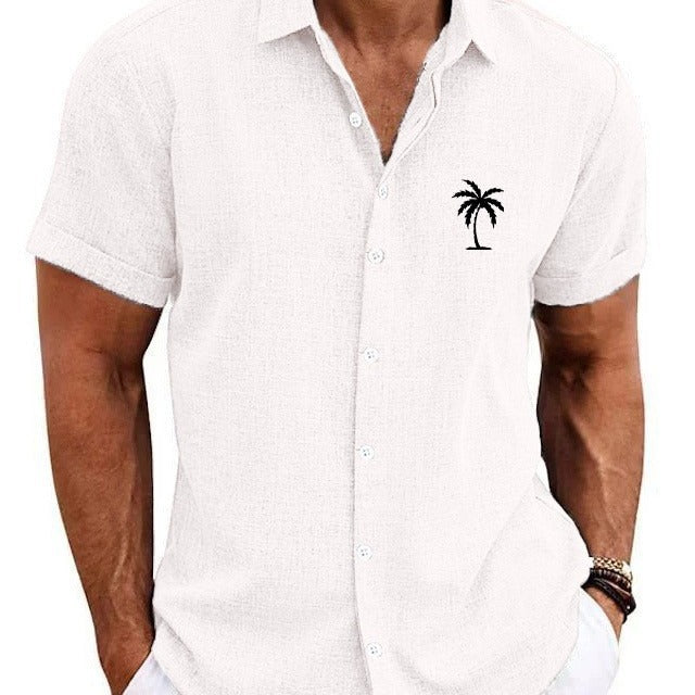 Bamboo Linen Men's Clothing Shirt 3D Printed Casual Short Sleeve